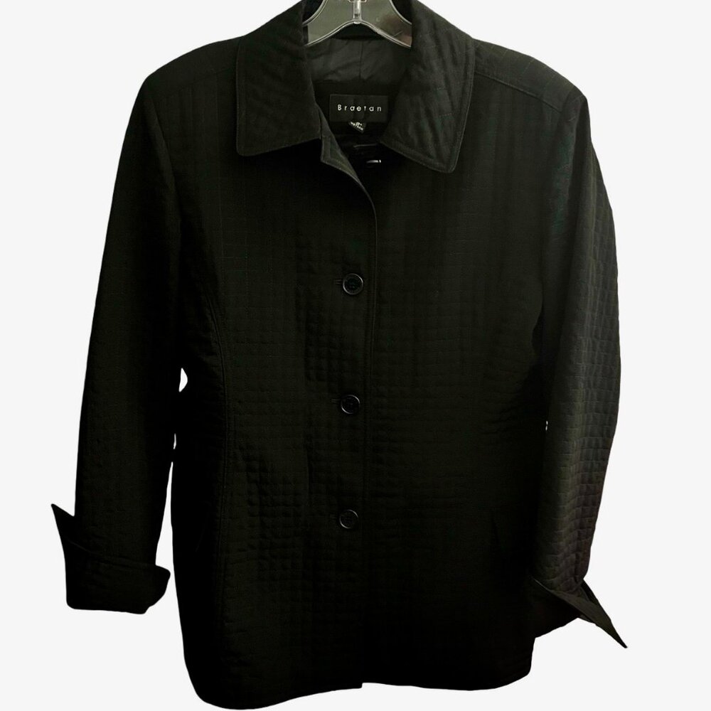 BRAETAN, Women's Black Quilted Lightweight Single Breasted Jacket Size S